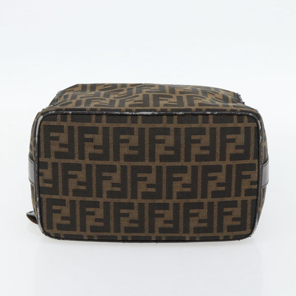 FENDI Zucca Canvas Vanity Handtasche Schwarz Braun Auth 181755