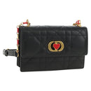 Christian Dior Cannage Caro Miss Dior Chain Bag Lamb Skin 2way Auth 181756SAM-1