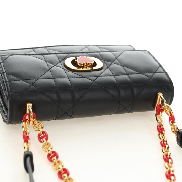 Christian Dior Cannage Caro Miss Dior Chain Bag Lamb Skin 2way Auth 181756SAM