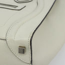CELINE Luggage Micro Shopper Hand Bag Leather Ivory Silver Auth 181757M-8