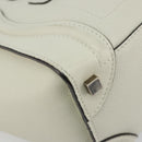 CELINE Luggage Micro Shopper Hand Bag Leather Ivory Silver Auth 181757M-15
