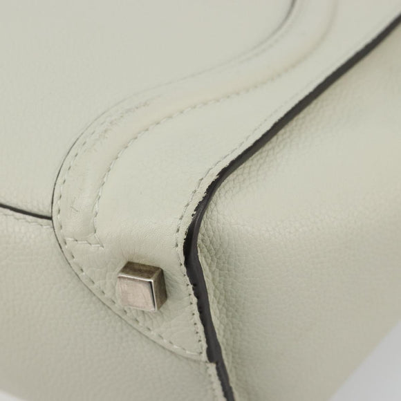 CELINE Luggage Micro Shopper Hand Bag Leather Ivory Silver Auth 181757M