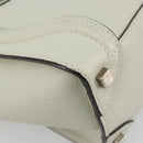 CELINE Luggage Micro Shopper Hand Bag Leather Ivory Silver Auth 181757M-17