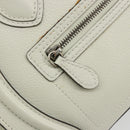 CELINE Luggage Micro Shopper Hand Bag Leather Ivory Silver Auth 181757M-19