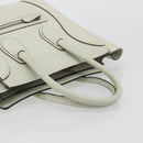 CELINE Luggage Micro Shopper Hand Bag Leather Ivory Silver Auth 181757M-7
