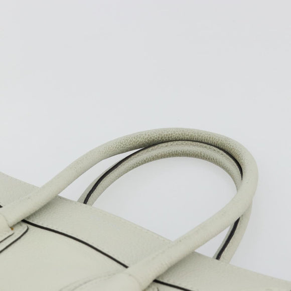 CELINE Luggage Micro Shopper Hand Bag Leather Ivory Silver Auth 181757M