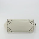 CELINE Luggage Micro Shopper Hand Bag Leather Ivory Silver Auth 181757M-5