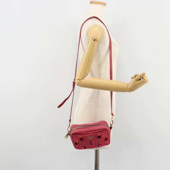 PRADA Shoulder Bag Nylon Pink Gold Auth 181758