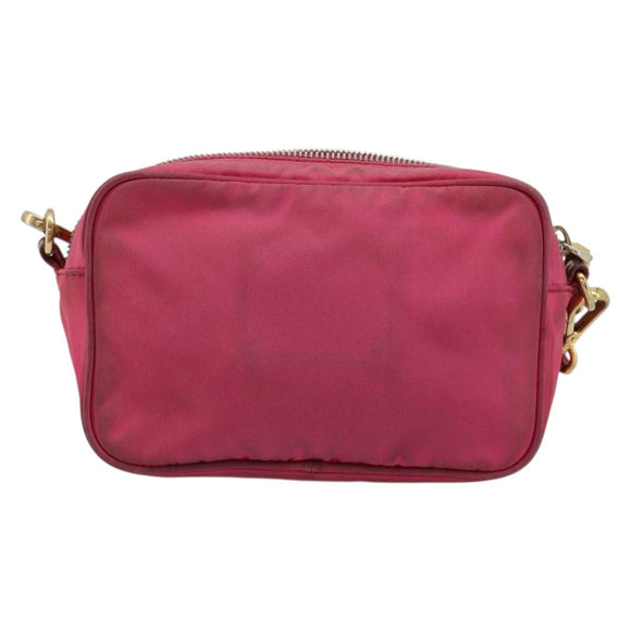 PRADA Shoulder Bag Nylon Pink Gold Auth 181758