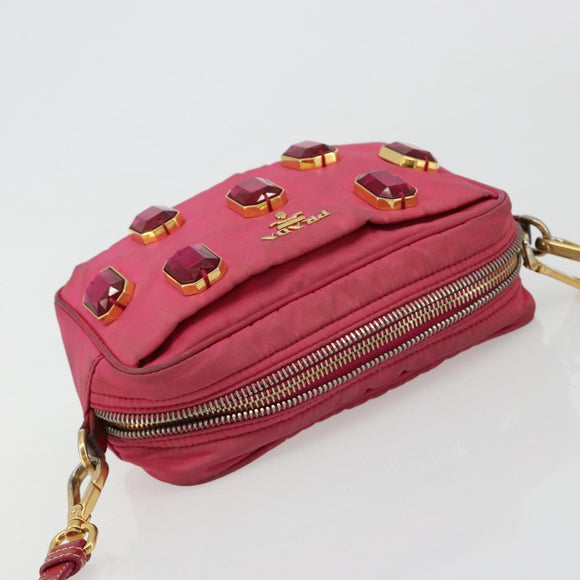 PRADA Shoulder Bag Nylon Pink Gold Auth 181758