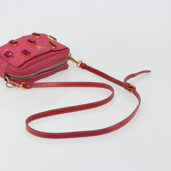 PRADA Shoulder Bag Nylon Pink Gold Auth 181758