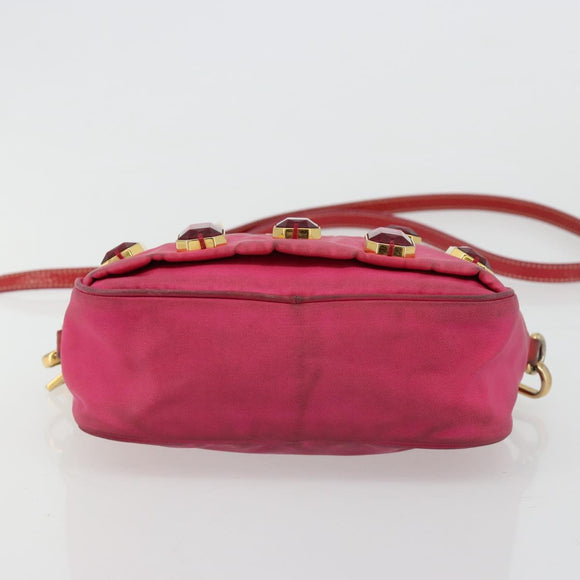 PRADA Shoulder Bag Nylon Pink Gold Auth 181758