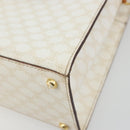 CELINE Macadam Canvas Handtasche PVC Leder Weiß Gold Auth 181760-10