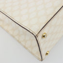 CELINE Macadam Canvas Handtasche PVC Leder Weiß Gold Auth 181760-13