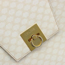 CELINE Macadam Canvas Handtasche PVC Leder Weiß Gold Auth 181760-14