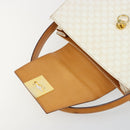 CELINE Macadam Canvas Handtasche PVC Leder Weiß Gold Auth 181760-15