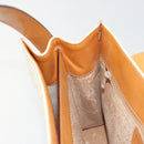 CELINE Macadam Canvas Handtasche PVC Leder Weiß Gold Auth 181760-19