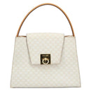 CELINE Macadam Canvas Handtasche PVC Leder Weiß Gold Auth 181760-2