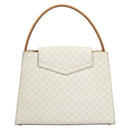 CELINE Macadam Canvas Handtasche PVC Leder Weiß Gold Auth 181760-3