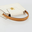 CELINE Macadam Canvas Handtasche PVC Leder Weiß Gold Auth 181760-7
