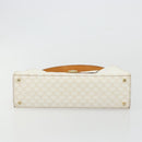 CELINE Macadam Canvas Handtasche PVC Leder Weiß Gold Auth 181760-9