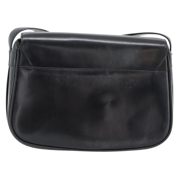 CELINE Shoulder Bag Leather Black Gold Auth 181762