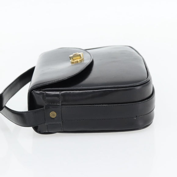 CELINE Shoulder Bag Leather Black Gold Auth 181762