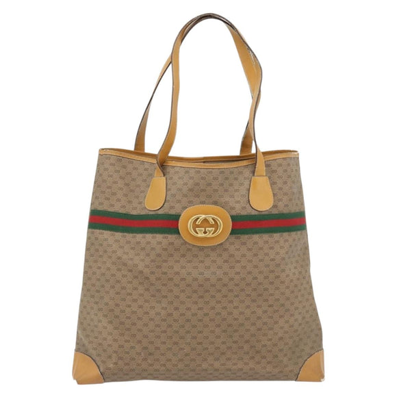 GUCCI Micro GG Supreme Web Sherry Line Bag PVC Beige 002 983 0174 Auth 181764