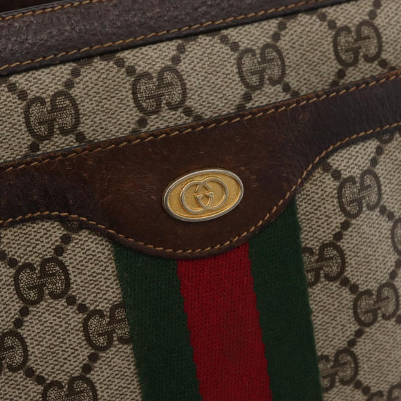 GUCCI GG Supreme Web Sherry Line Shoulder Bag PVC Beige Gold 010 378 Auth 181765