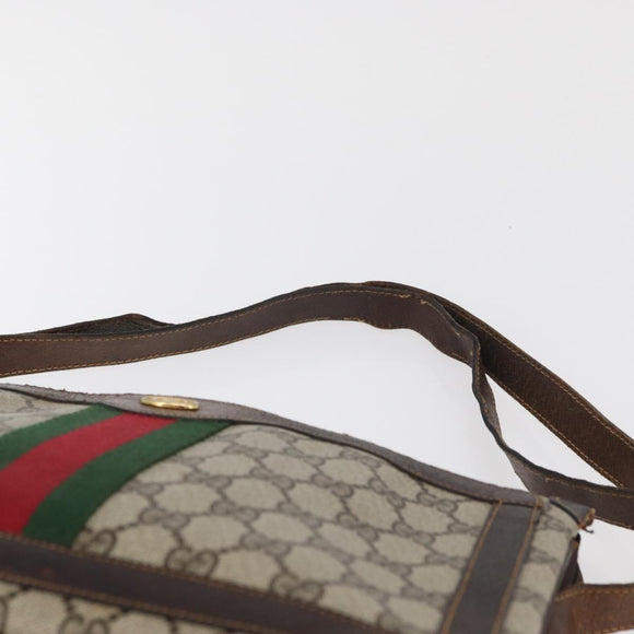 GUCCI GG Supreme Web Sherry Line Shoulder Bag PVC Beige Gold 010 378 Auth 181765