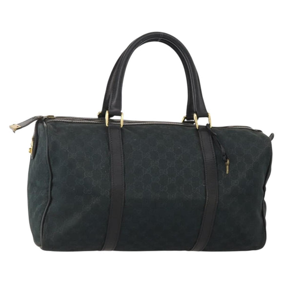 GUCCI GG Canvas Boston Bag Black Gold Auth 181766
