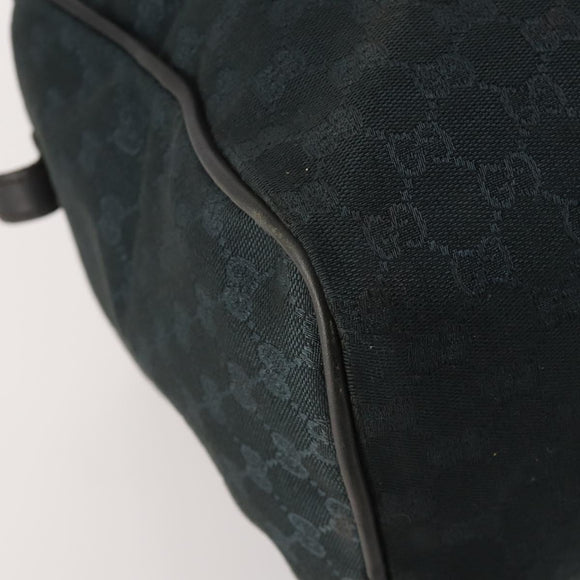 GUCCI GG Canvas Boston Bag Black Gold Auth 181766