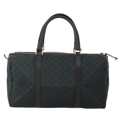 GUCCI GG Canvas Boston Bag Black Gold Auth 181766 - 0