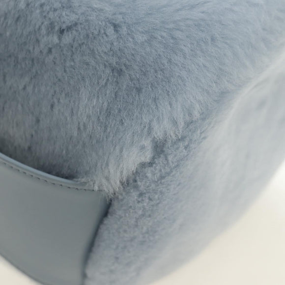 PRADA Petit Sac Noir Hand Bag fur Light Blue Gold Auth 181769SAM