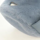 PRADA Petit Sac Noir Hand Bag fur Light Blue Gold Auth 181769SAM-14