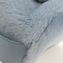 PRADA Petit Sac Noir Hand Bag fur Light Blue Gold Auth 181769SAM-15