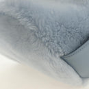 PRADA Petit Sac Noir Hand Bag fur Light Blue Gold Auth 181769SAM-16