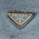 PRADA Petit Sac Noir Hand Bag fur Light Blue Gold Auth 181769SAM-17