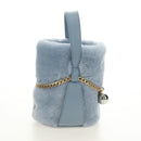 PRADA Petit Sac Noir Hand Bag fur Light Blue Gold Auth 181769SAM-3