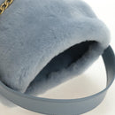 PRADA Petit Sac Noir Hand Bag fur Light Blue Gold Auth 181769SAM-6