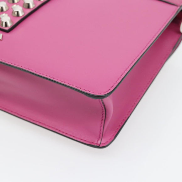 PRADA Clutch Bag Leather Pink Silver Auth 181770A