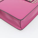 PRADA Clutch Bag Leather Pink Silver Auth 181770A-11
