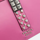 PRADA Clutch Bag Leather Pink Silver Auth 181770A-12