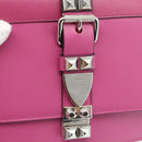 PRADA Clutch Bag Leather Pink Silver Auth 181770A-13