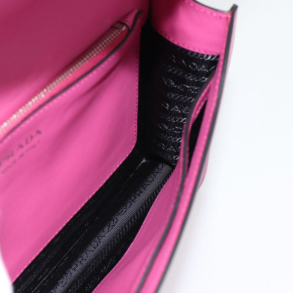PRADA Clutch Bag Leather Pink Silver Auth 181770A