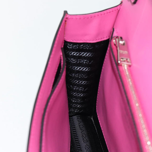 PRADA Clutch Bag Leather Pink Silver Auth 181770A