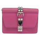 PRADA Clutch Bag Leather Pink Silver Auth 181770A-2
