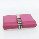 PRADA Clutch Bag Leather Pink Silver Auth 181770A-6