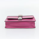 PRADA Clutch Bag Leather Pink Silver Auth 181770A-7