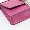 PRADA Clutch Bag Leather Pink Silver Auth 181770A-9